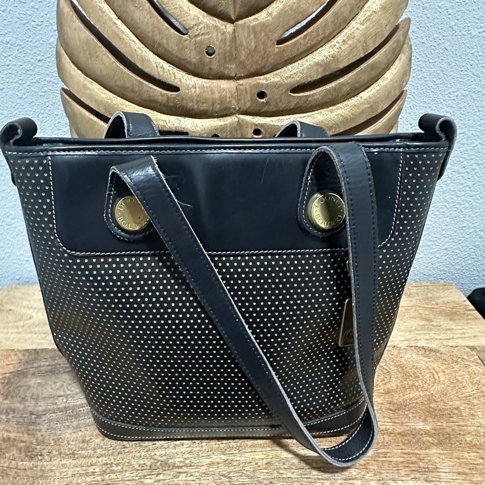 DOONEY & BOURKE Vintage Black Perfored Leather Bucket Shoulder Handbag